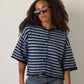 LOVEFINN - Kelsey Stripe Three-Quarter Sleeve Striped Cardigan - 