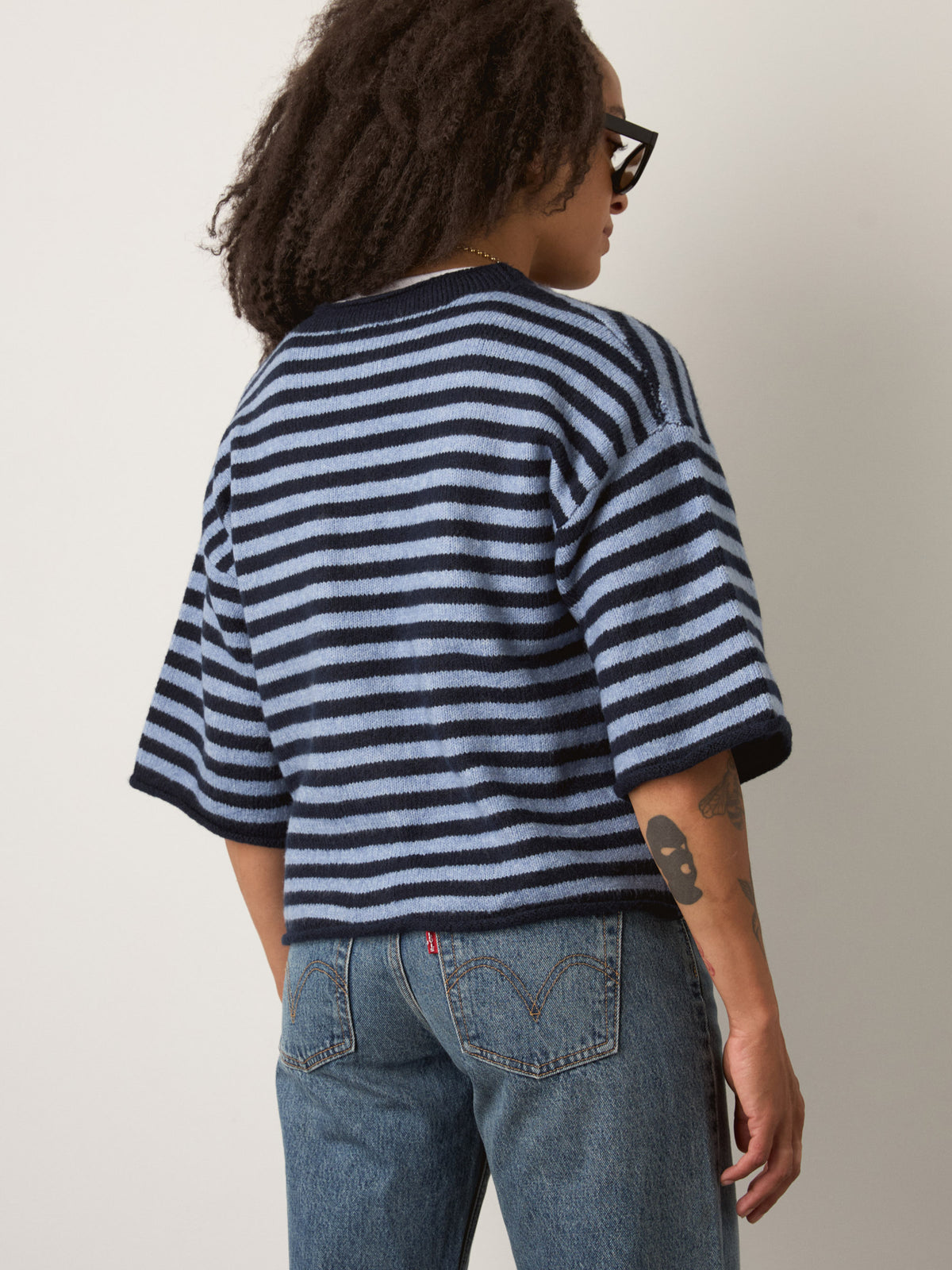 LOVEFINN - Kelsey Stripe Three-Quarter Sleeve Striped Cardigan - 