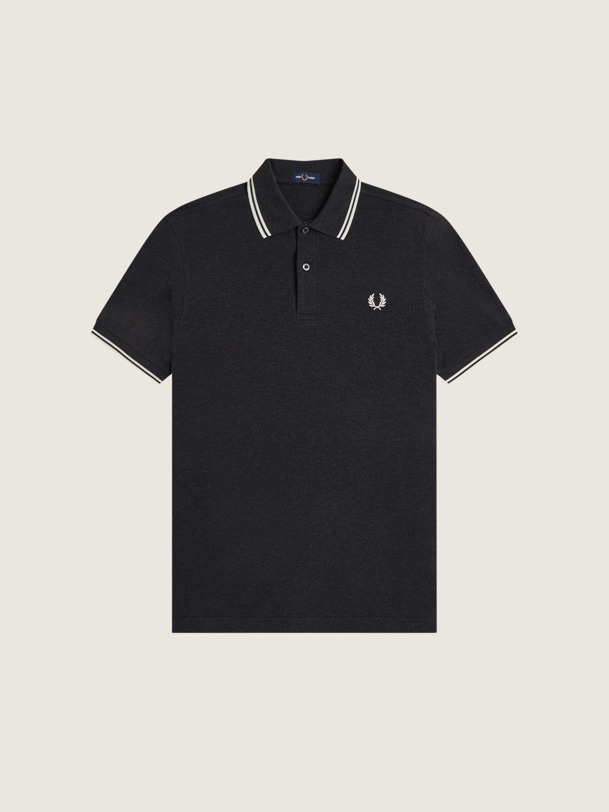 FRED PERRY - Twin Tipped Fred Perry Shirt - Charcoal Marl / Ecru