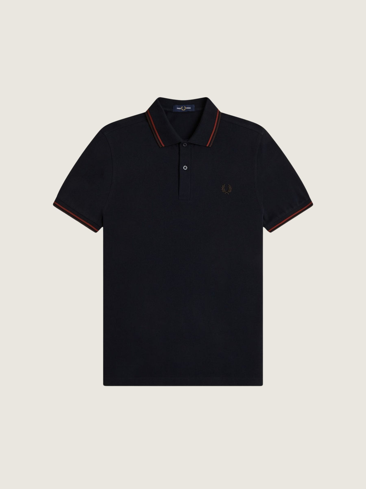 FRED PERRY - Twin Tipped Fred Perry Shirt - Navy / Brandy / Rich Brown