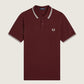 FRED PERRY - Twin Tipped Fred Perry Shirt - Oxblood / Ecru / Ecru