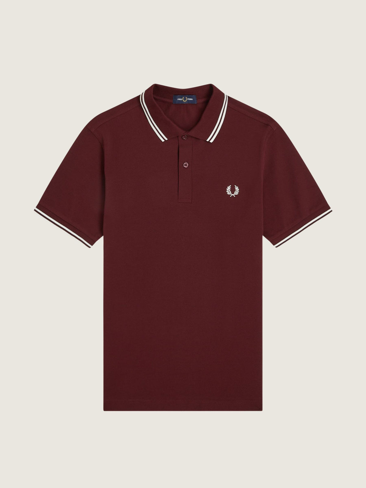 FRED PERRY - Twin Tipped Fred Perry Shirt - Oxblood / Ecru / Ecru