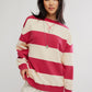 FREE PEOPLE - Classic Striped Oversized Crewneck Sweatshirt - 