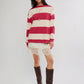 FREE PEOPLE - Classic Striped Oversized Crewneck Sweatshirt - Cherry Combo