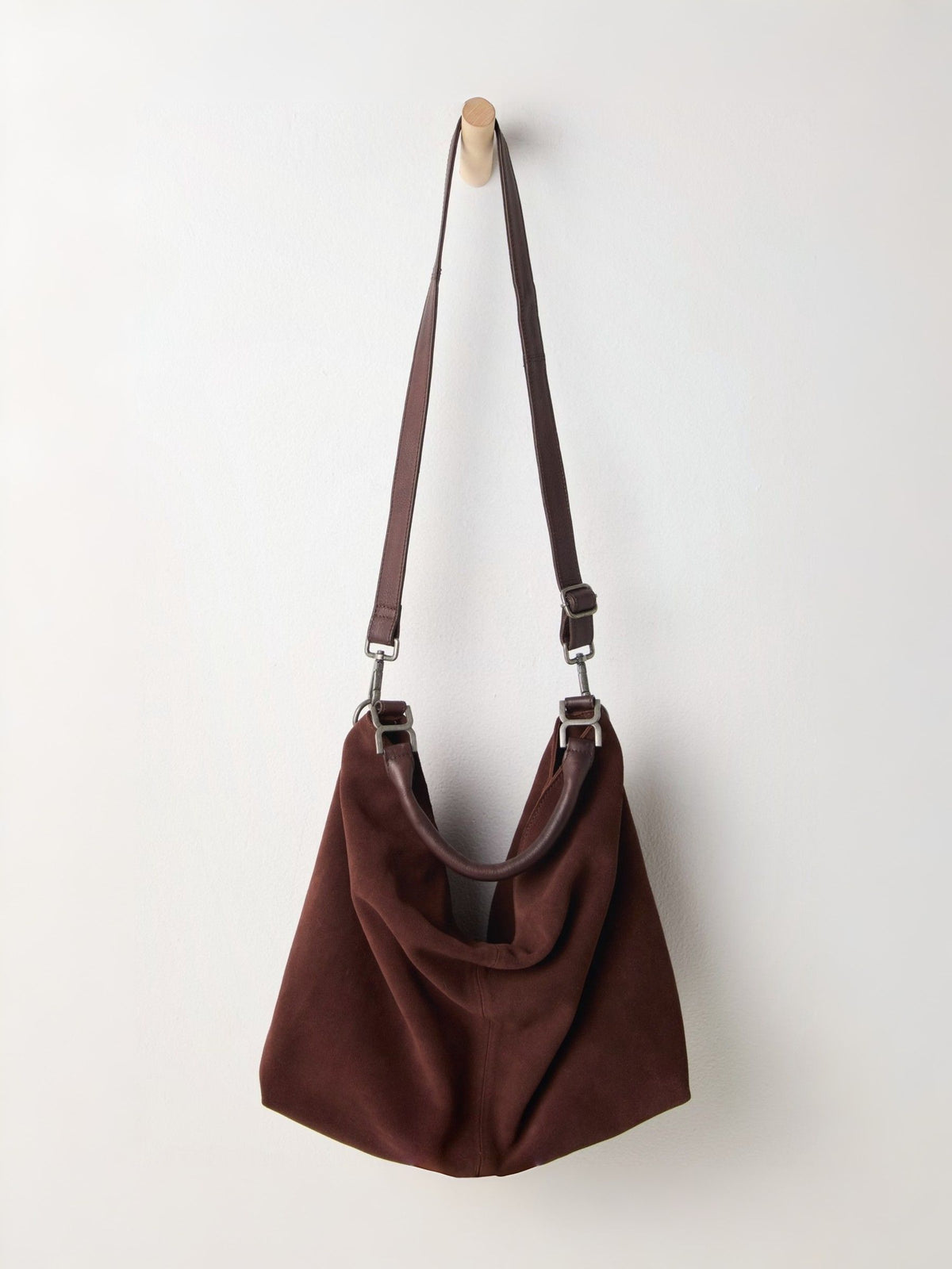 FREE PEOPLE - Suzie Suede Slouch Tote Bag - Espresso