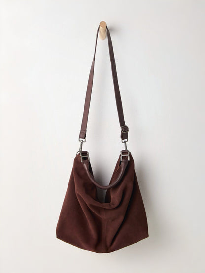 FREE PEOPLE - Suzie Suede Slouch Tote Bag - Espresso