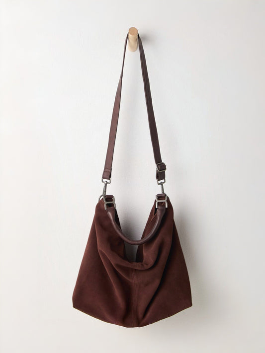 FREE PEOPLE - Suzie Suede Slouch Tote Bag - Espresso