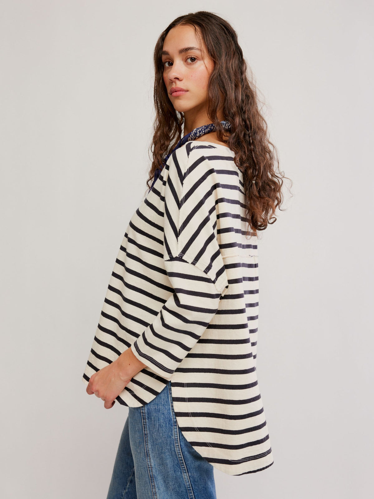 FREE PEOPLE - Two Sense Striped Longsleeve T-shirt - 