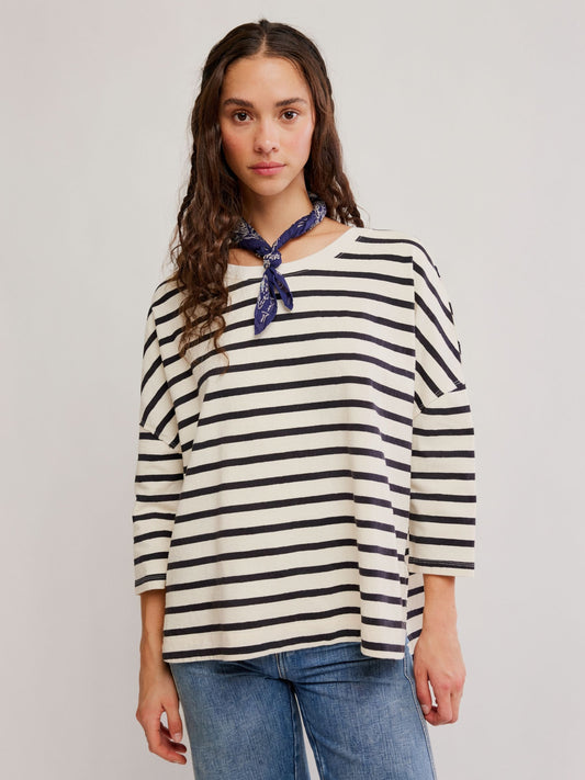 FREE PEOPLE - Two Sense Striped Longsleeve T-shirt - 