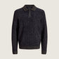JACK & JONES - Premium Simon Souffle Polo Sweater - Medium Grey Melange Plaided