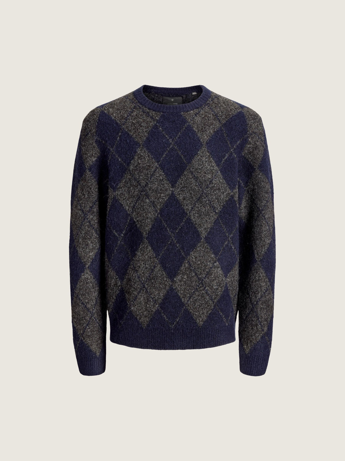JACK & JONES - Premium Simon Souffle Sweater - Night Sky Argyle