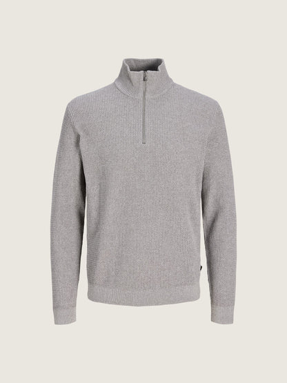 JACK & JONES - Stanley Half Zip Pullover Sweater - Charcoal Gray Twist