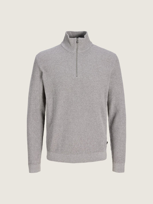 JACK & JONES - Stanley Half Zip Pullover Sweater - Charcoal Gray Twist