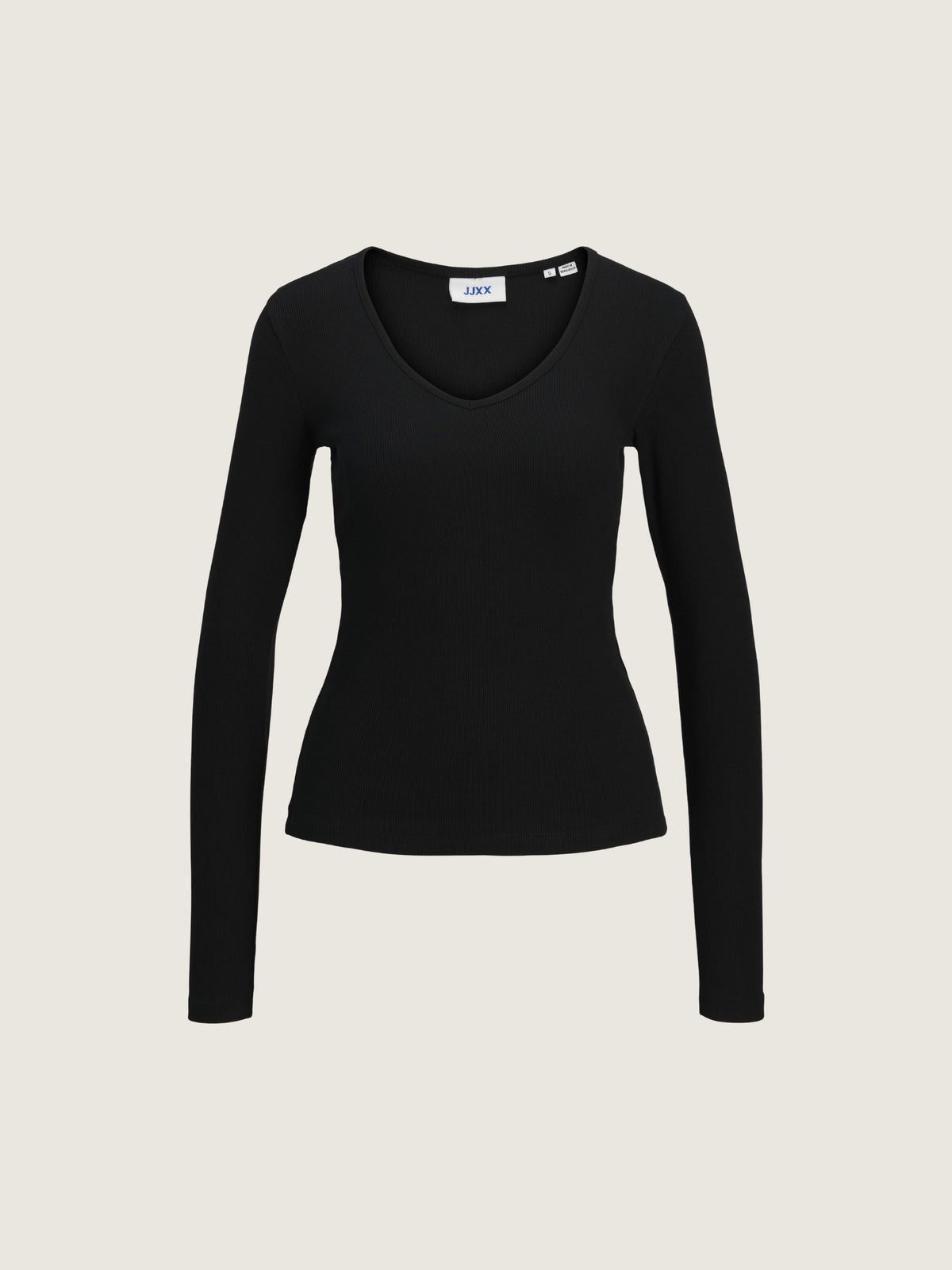 JJXX - Freya Rib Longsleeve V-neck T-Shirt - Black
