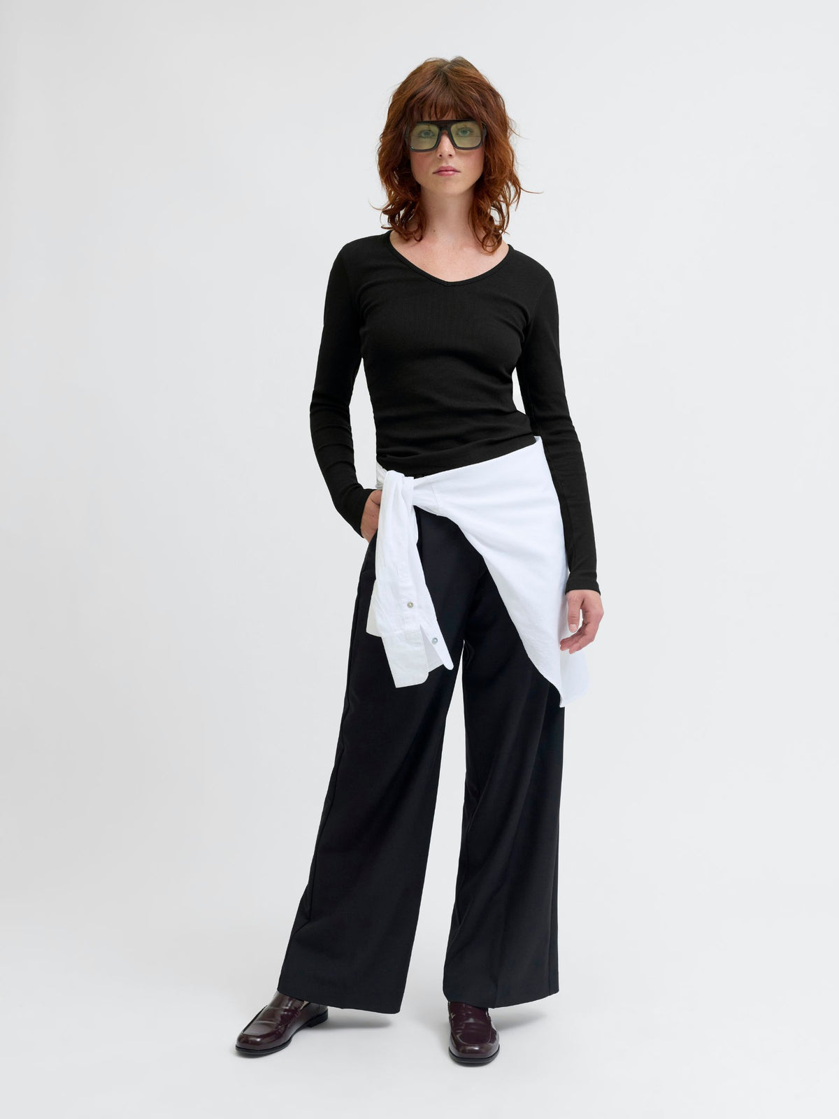 JJXX - Freya Rib Longsleeve V-neck T-Shirt - 