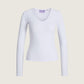JJXX - Freya Rib Longsleeve V-neck T-Shirt - Bright White