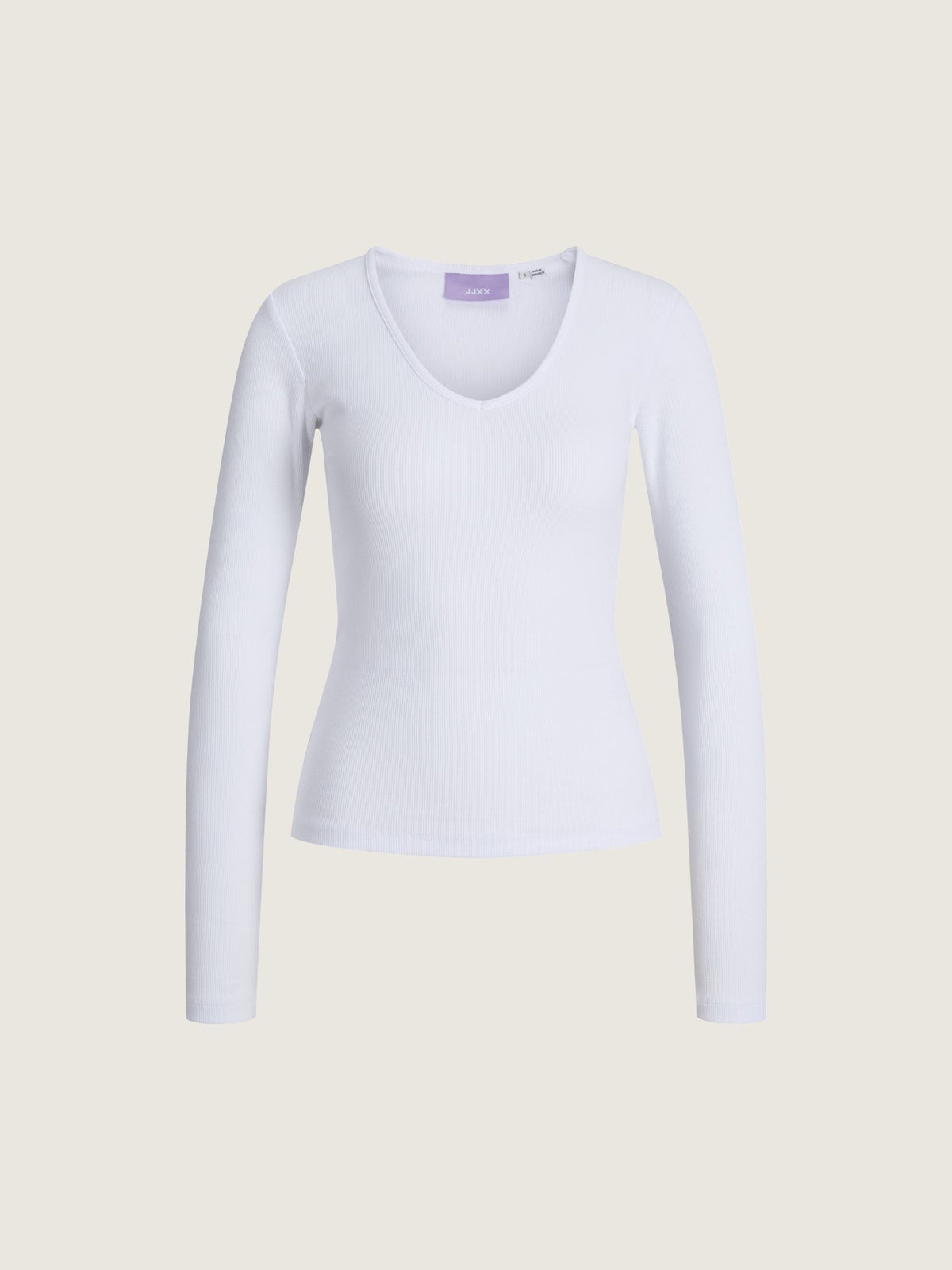 JJXX - Freya Rib Longsleeve V-neck T-Shirt - Bright White