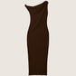 LOVEFINN - Off Shoulder Maxi Dress - Brown