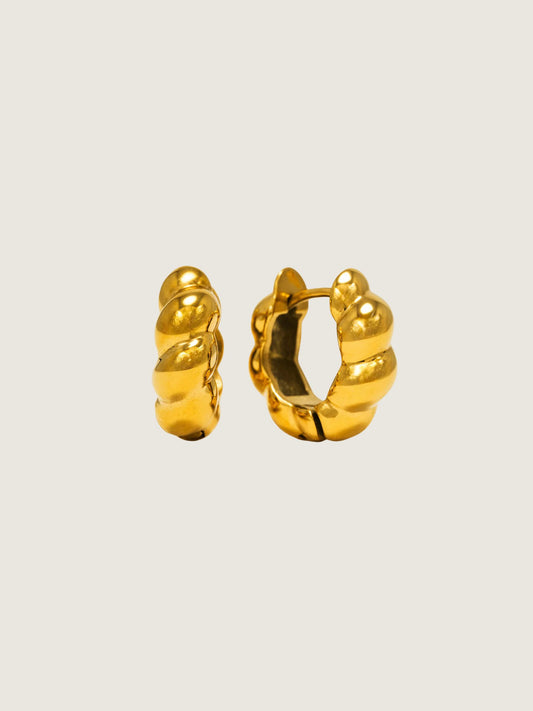 LOVER'S TEMPO - Croissant Puff Waterproof Hoop Earrings - Gold