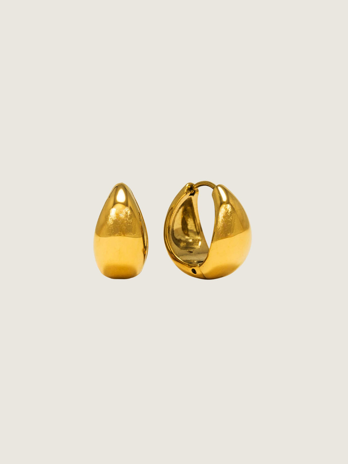 LOVER'S TEMPO - Oval Puff Waterproof Hoop Earrings - Gold