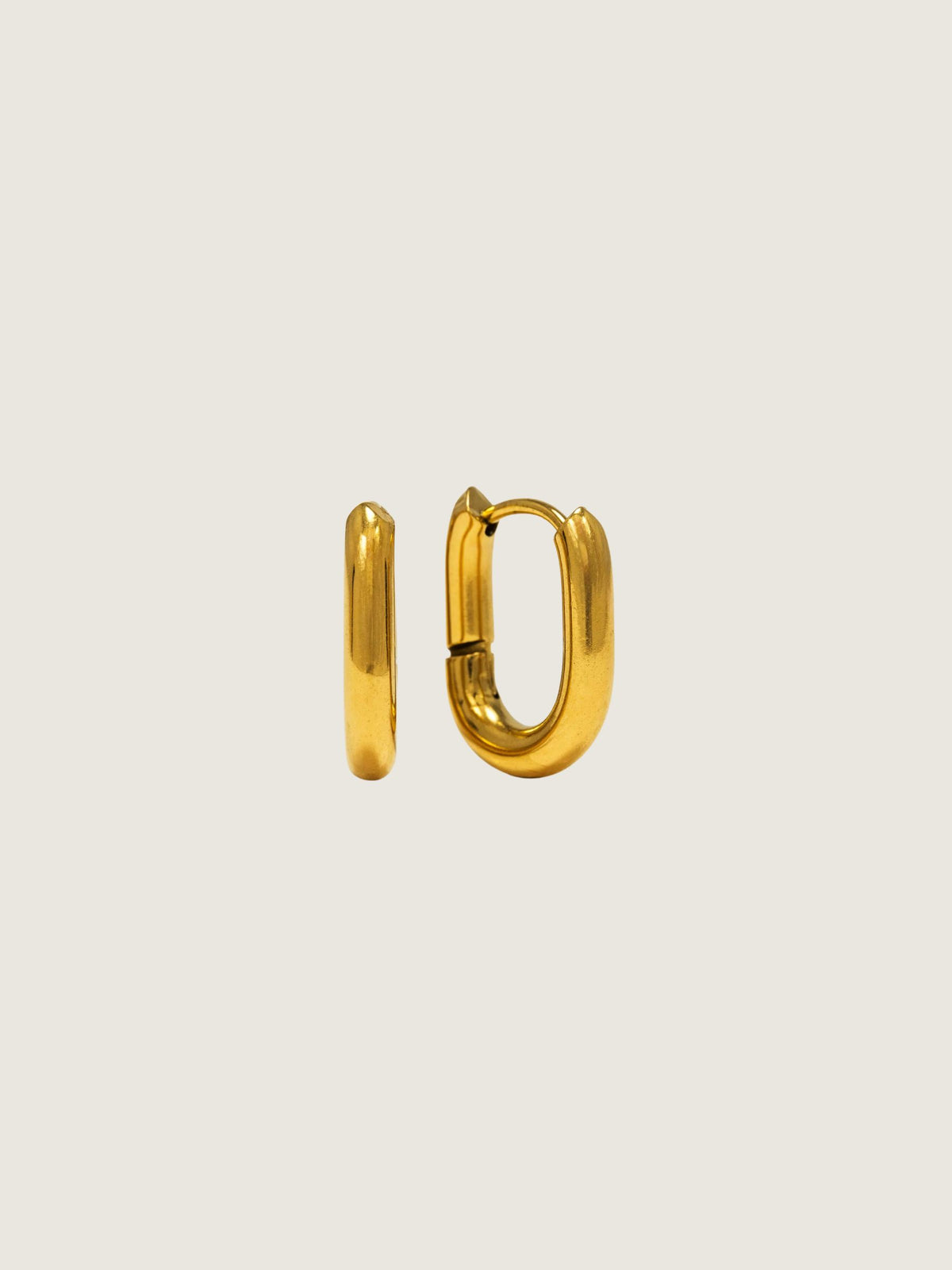 LOVER'S TEMPO - Small Paperclip Puff Waterproof Hoop Earrings - Gold
