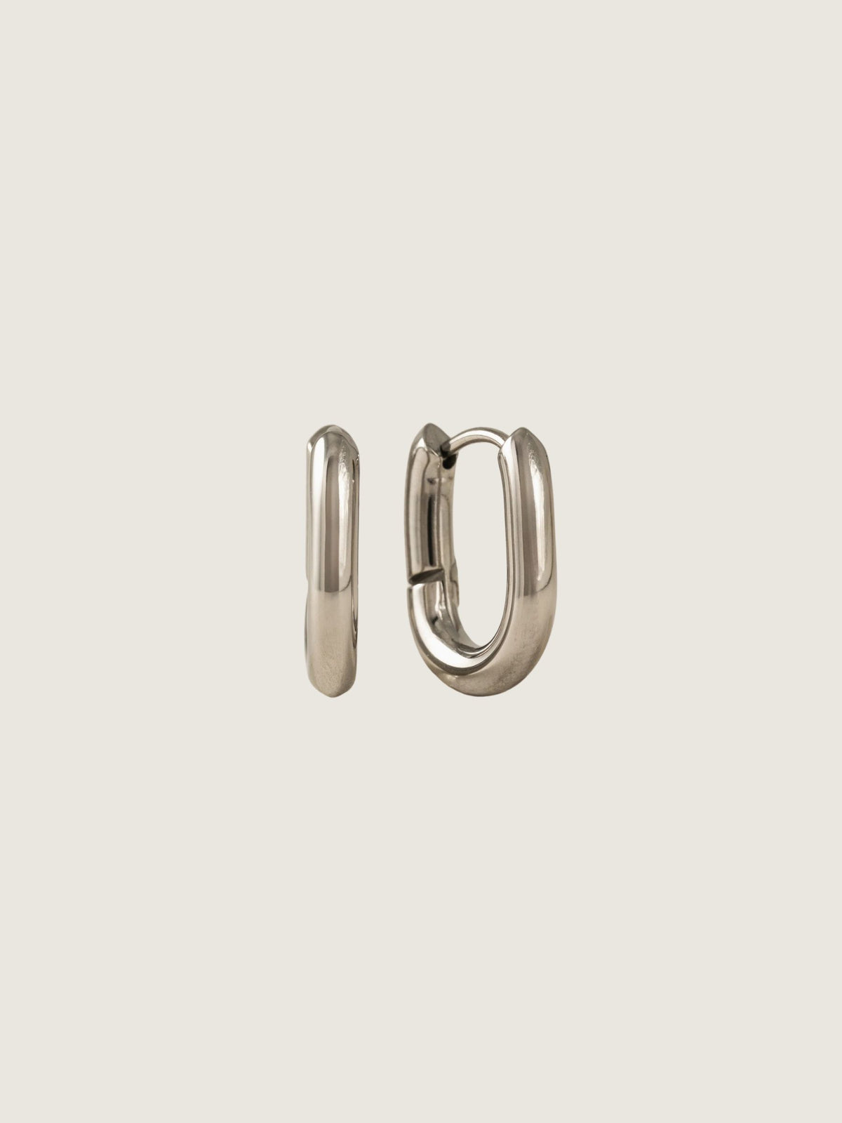 LOVER'S TEMPO - Small Paperclip Puff Waterproof Hoop Earrings - Silver