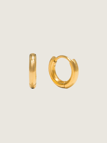 LOVER'S TEMPO - Tube 10mm Huggie Waterproof Hoop Earrings - Gold