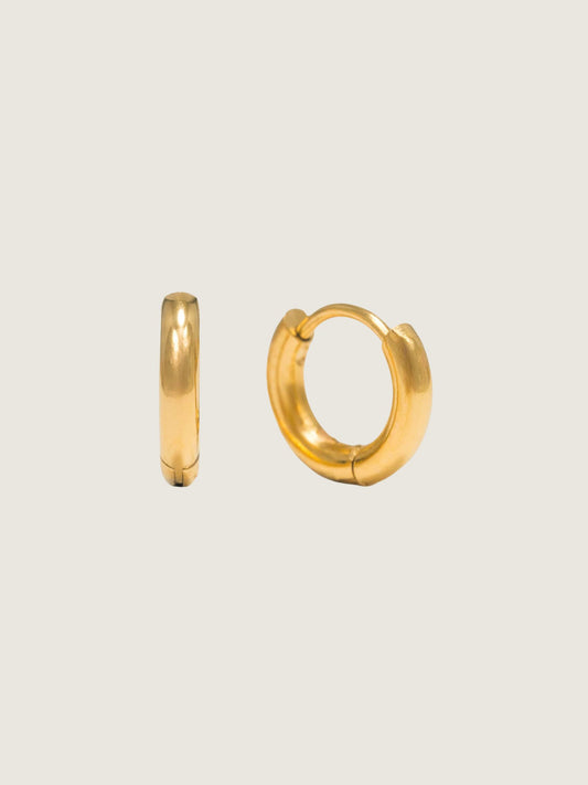 LOVER'S TEMPO - Tube 10mm Huggie Waterproof Hoop Earrings - Gold