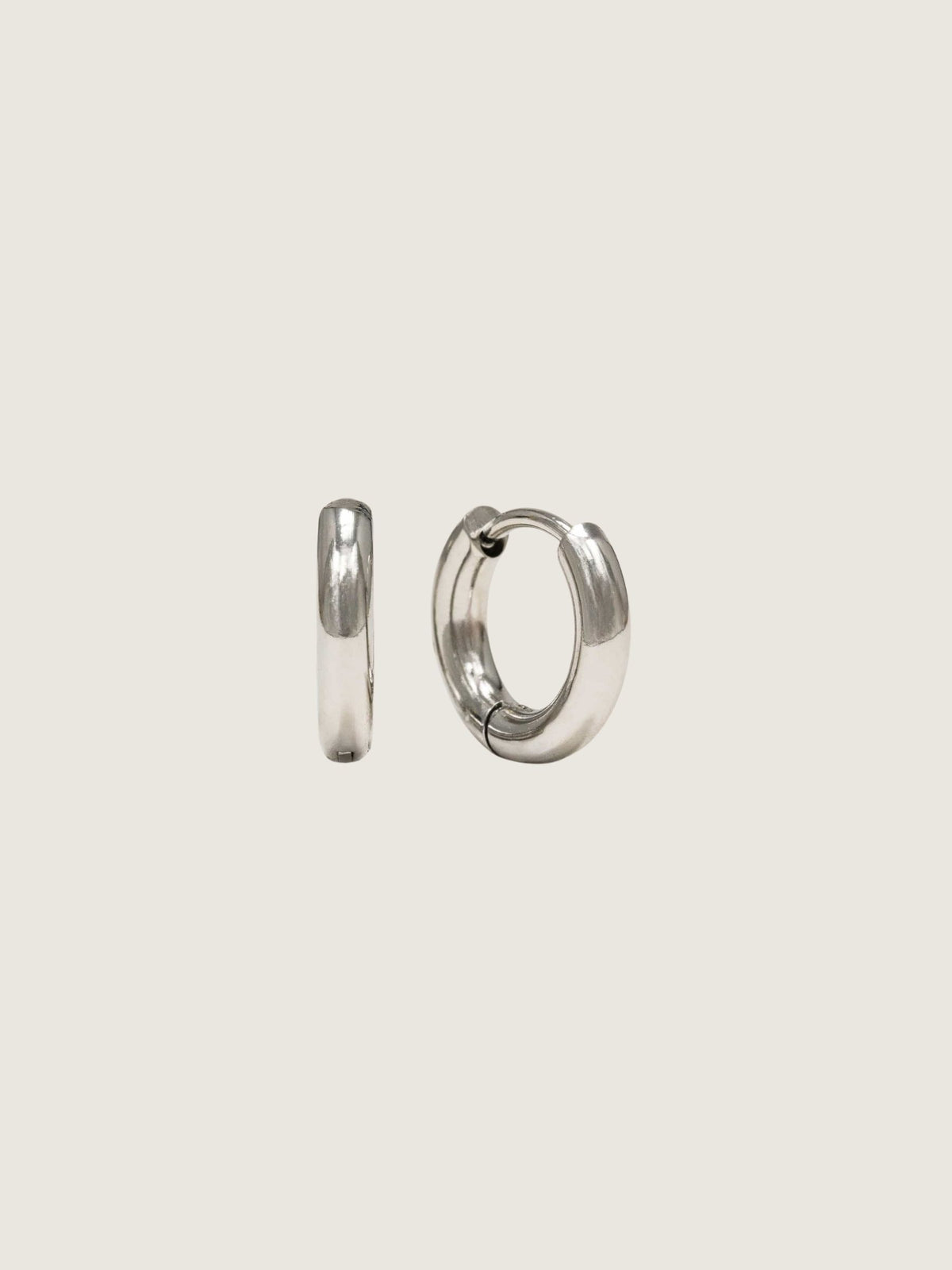 LOVER'S TEMPO - Tube 10mm Huggie Waterproof Hoop Earrings - Silver