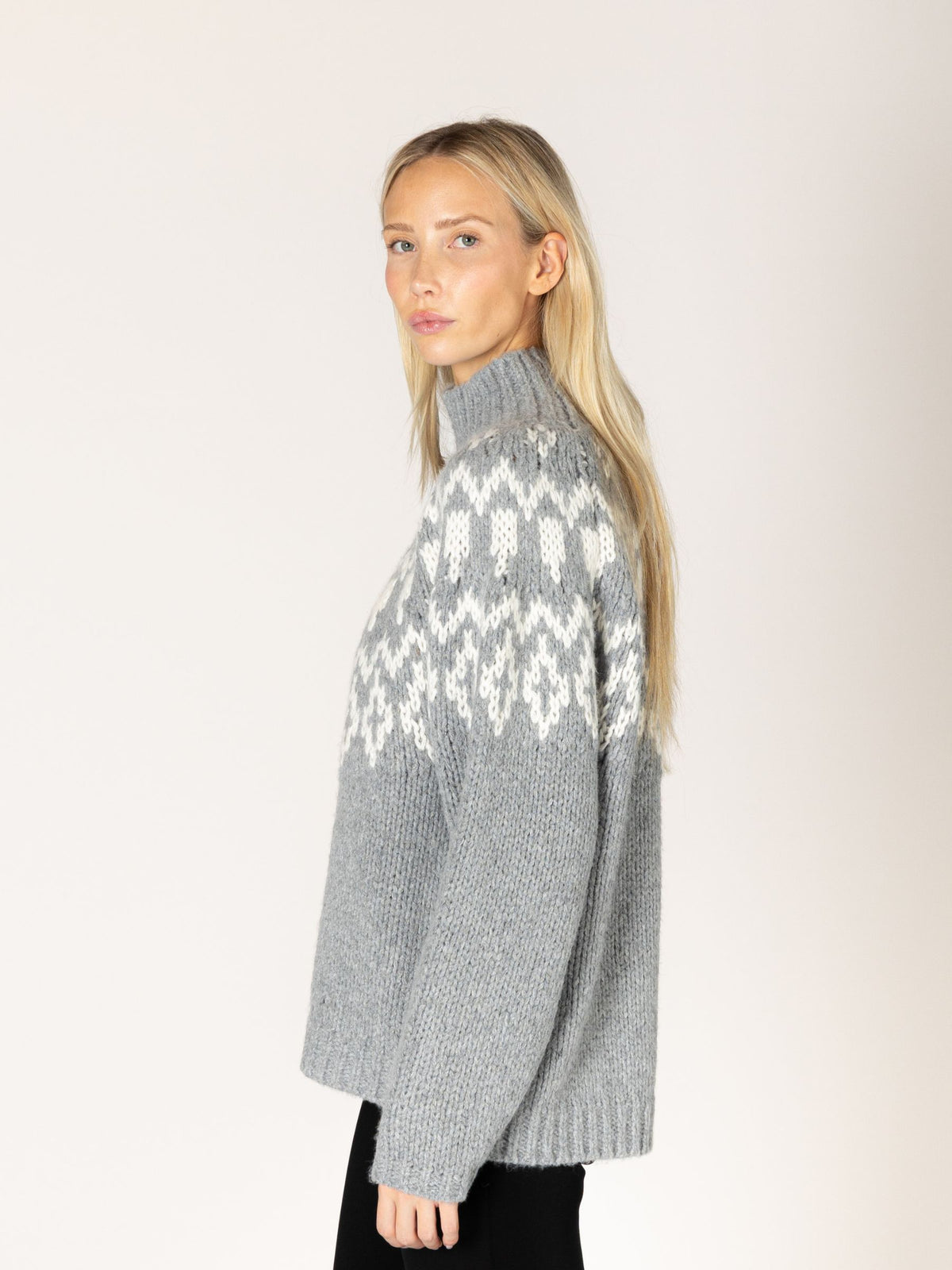 LYLA + LUXE - Aggie Fair Isle Mockneck Sweater - 