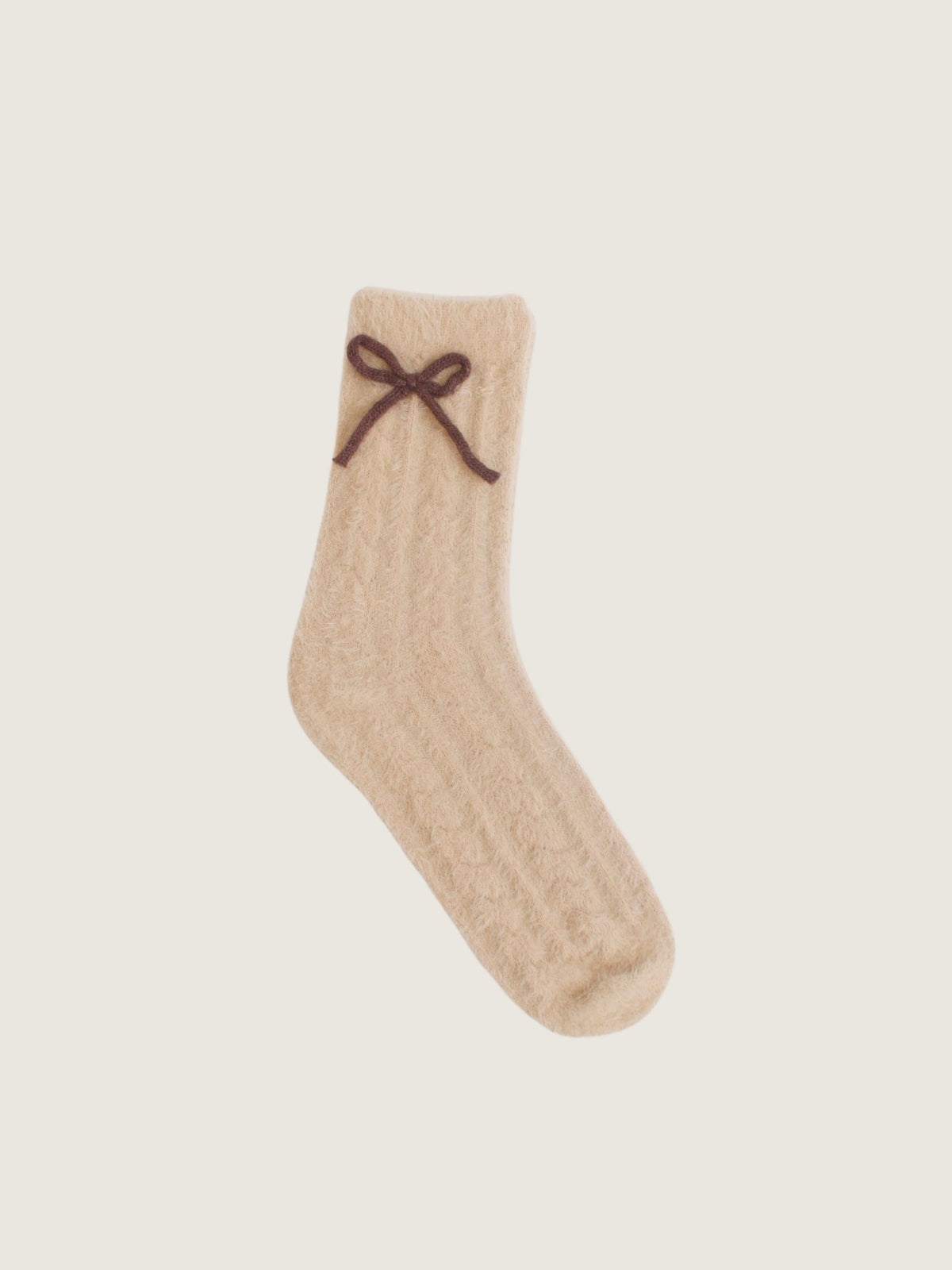 LYLA + LUXE - Plush Bow Detail Socks - Drift / Natural
