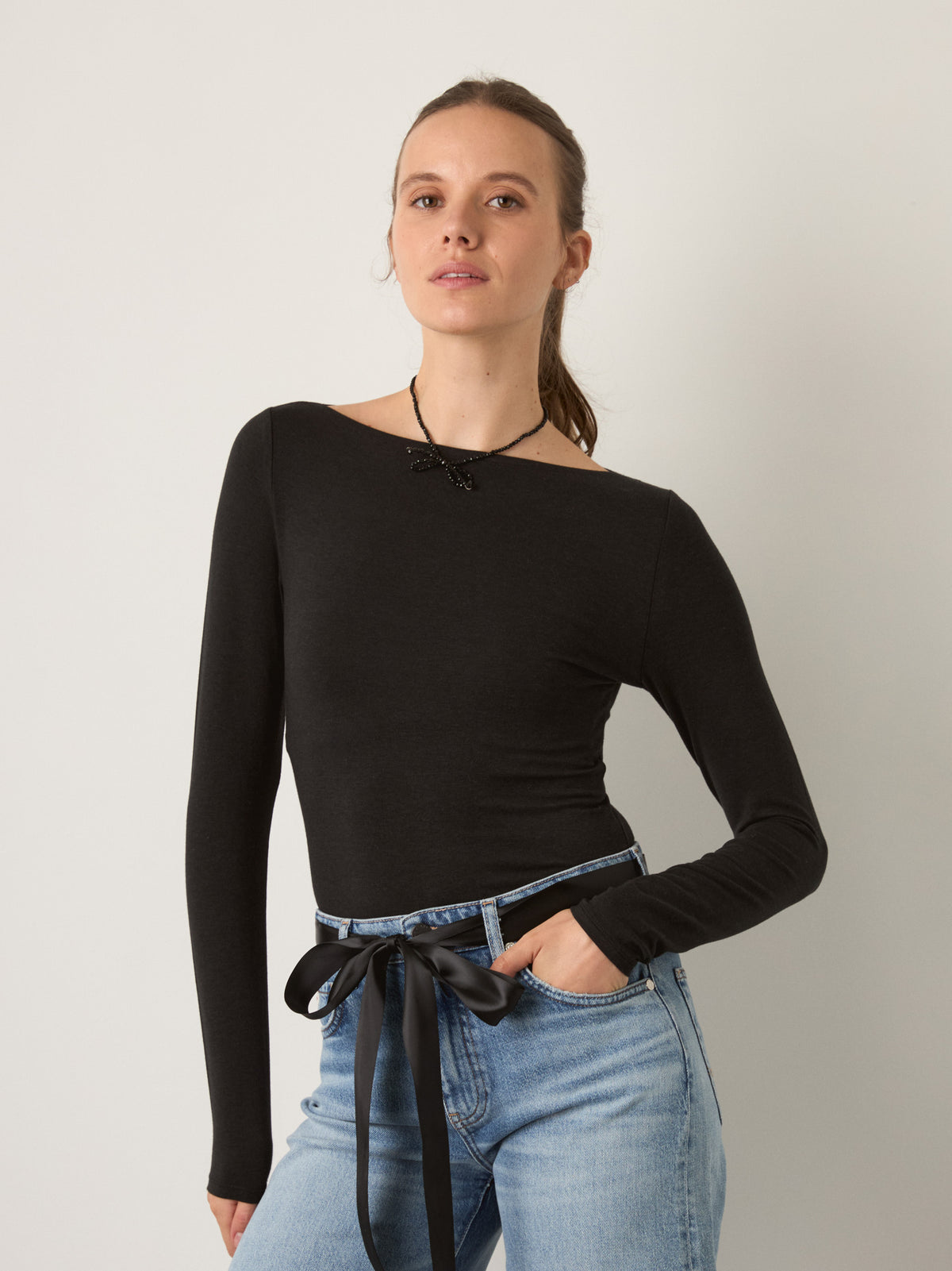 MONK & LOU - Nessa Boatneck Long Sleeve T-Shirt - 