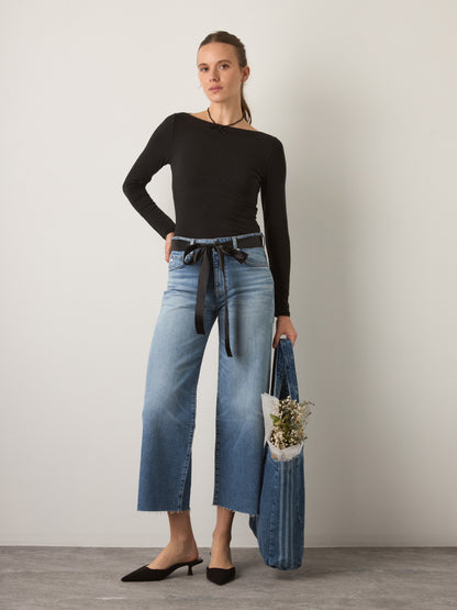 MONK & LOU - Nessa Boatneck Long Sleeve T-Shirt - Black