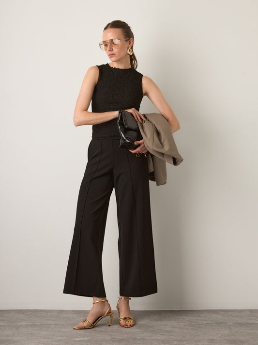 MONK & LOU - Amy Pintuck Straight Leg Pants - Black