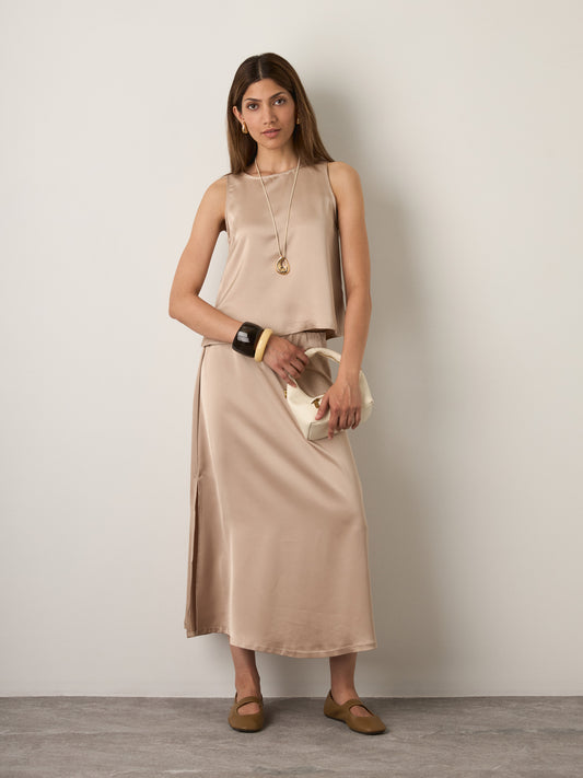 MONK & LOU - Alba Shell Top - Mink