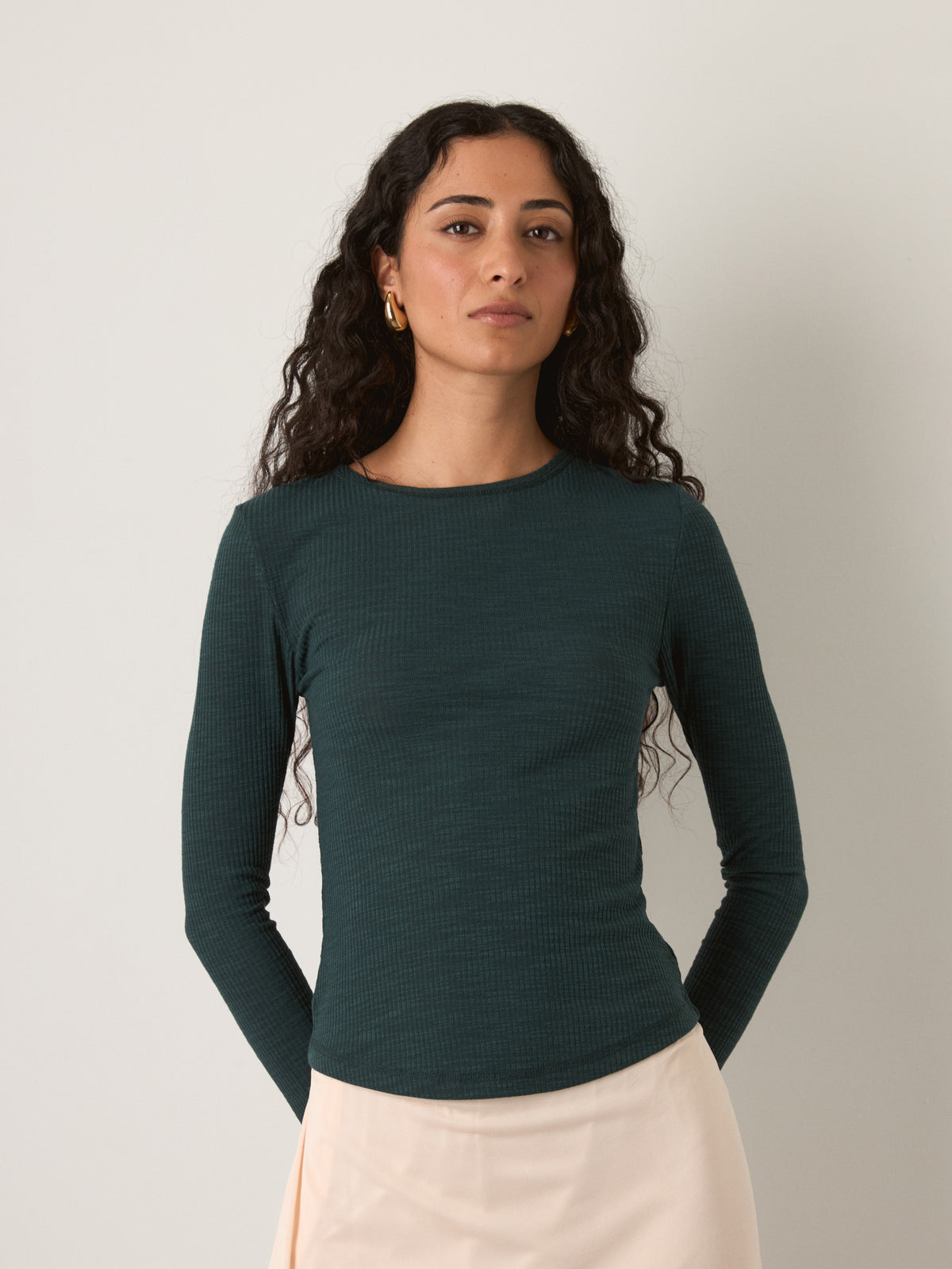 MONK & LOU - Bryony Wide Rib Long Sleeve T-Shirt - 