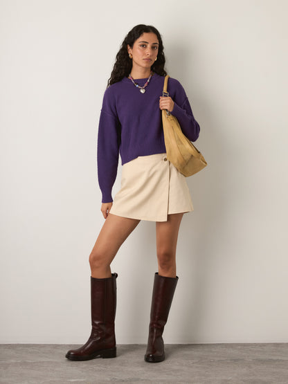 MONK & LOU - Kya Crewneck Pullover Sweater - Deep Purple