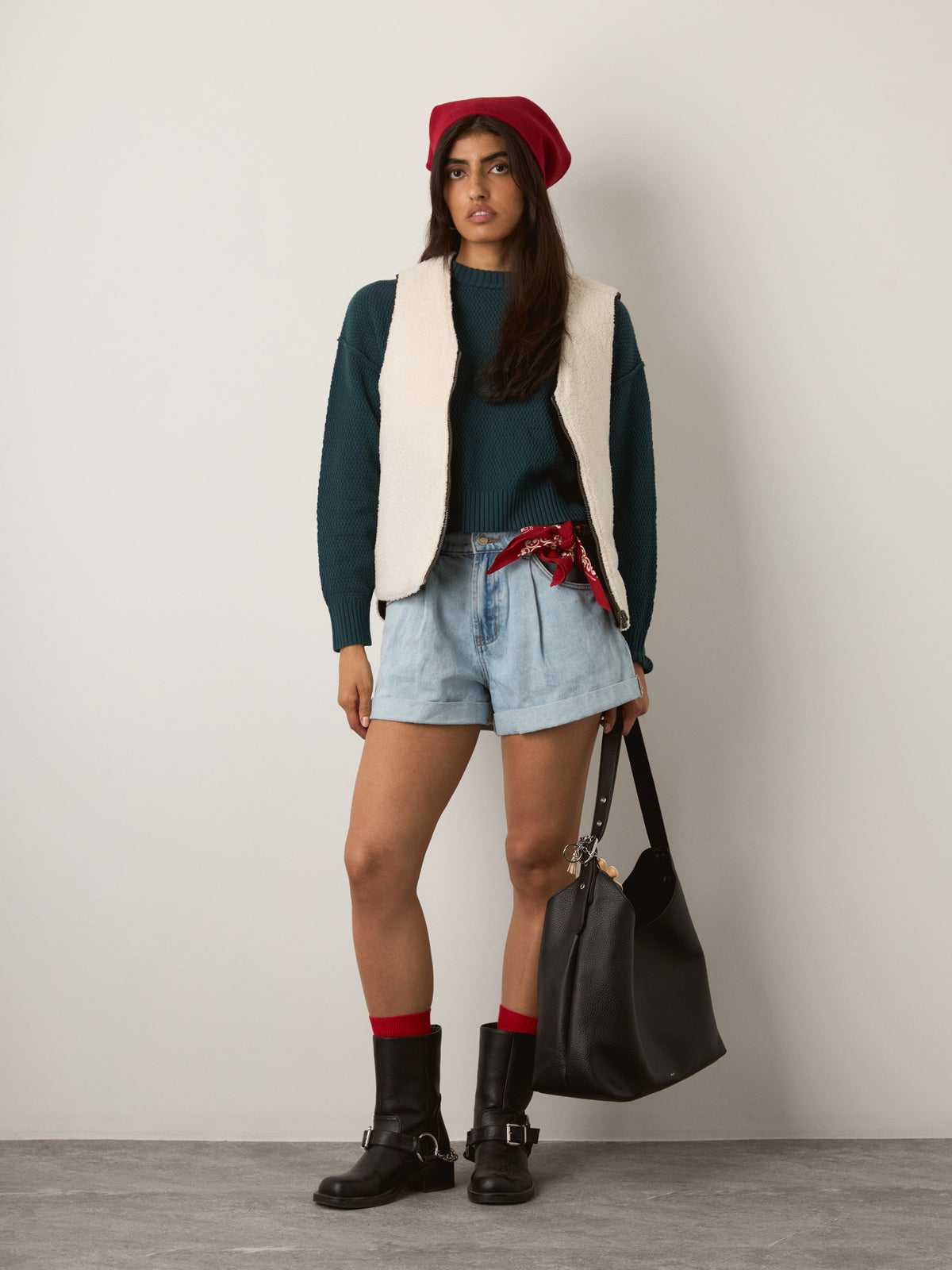 MONK & LOU - Kya Crewneck Pullover Sweater - Green Teal
