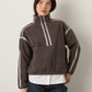 MONK & LOU - Lex High Pile Fleece Half-Zip Pullover Jacket - Warm Gray