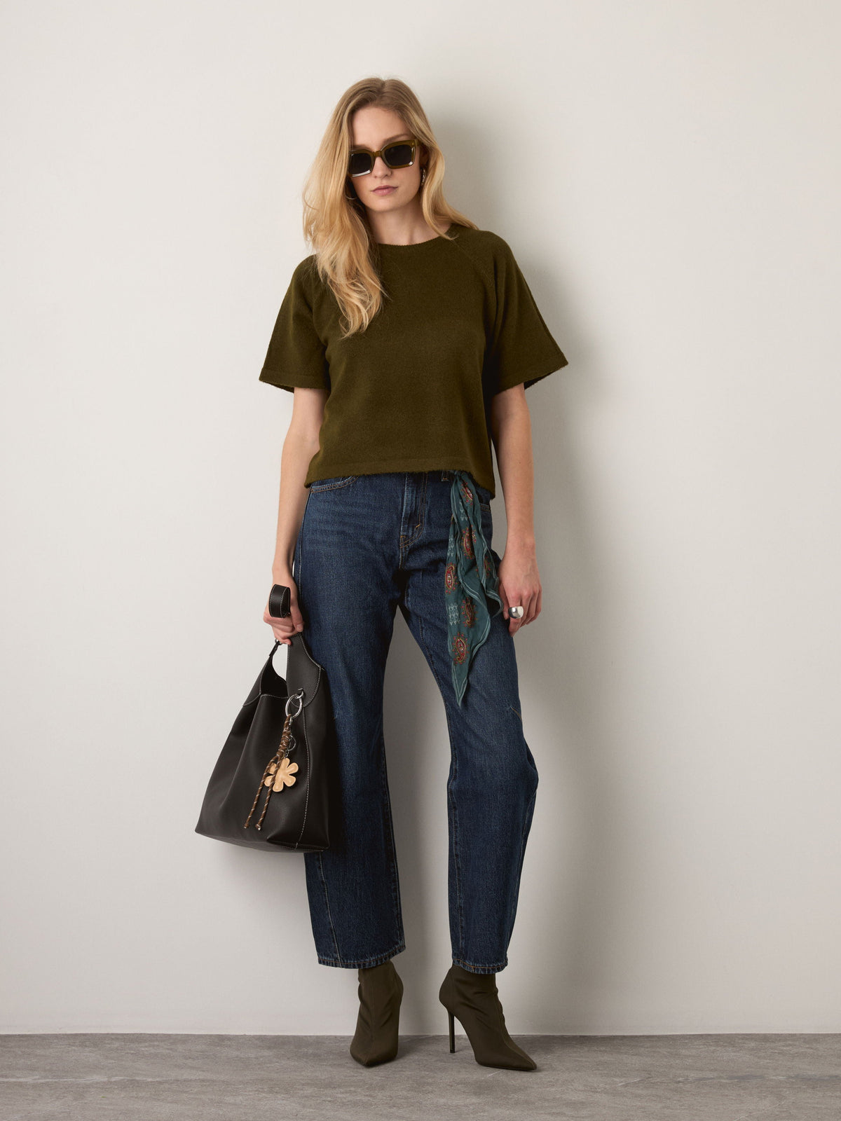MONK & LOU - Marla Crewneck Sweater - Melange Olive
