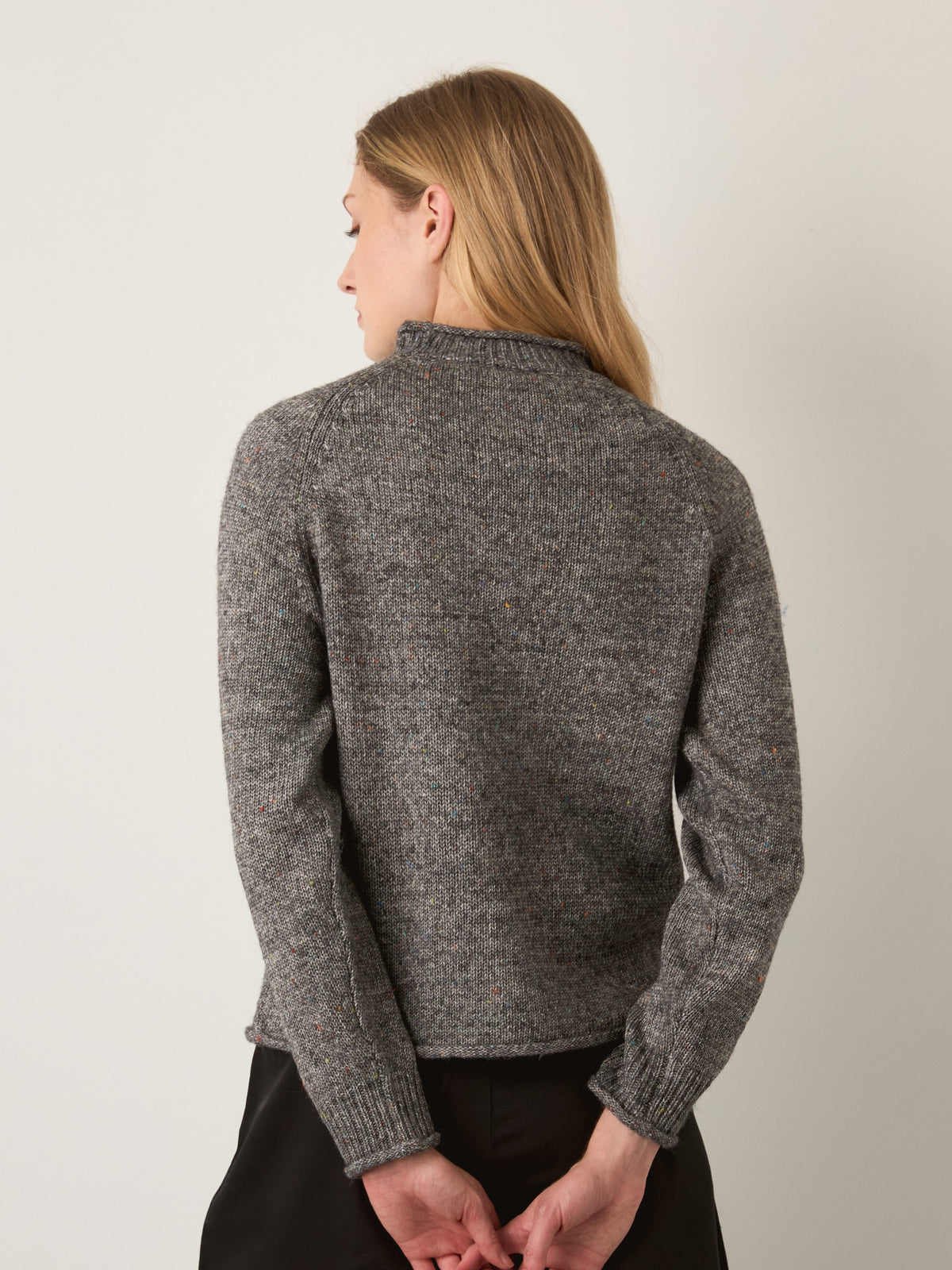 MONK & LOU - Mina Speckled Roll Neck Pullover Sweater - 