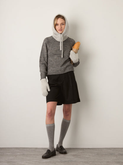 MONK & LOU - Mina Speckled Roll Neck Pullover Sweater - Melange Dark Gray
