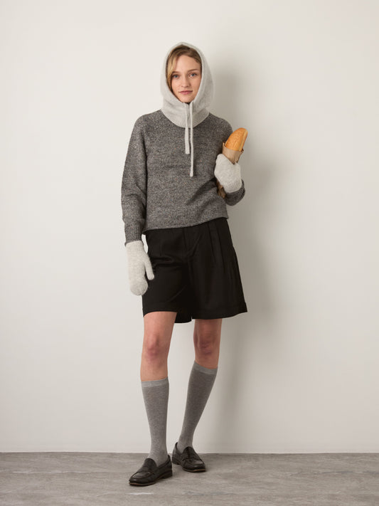 MONK & LOU - Mina Speckled Roll Neck Pullover Sweater - Melange Dark Gray