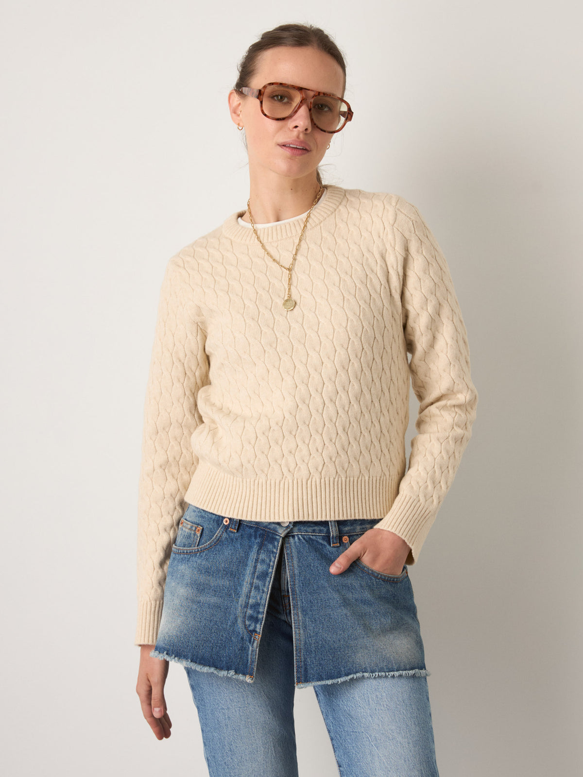 MONK & LOU - Phoebe Cable Pullover Sweater - 