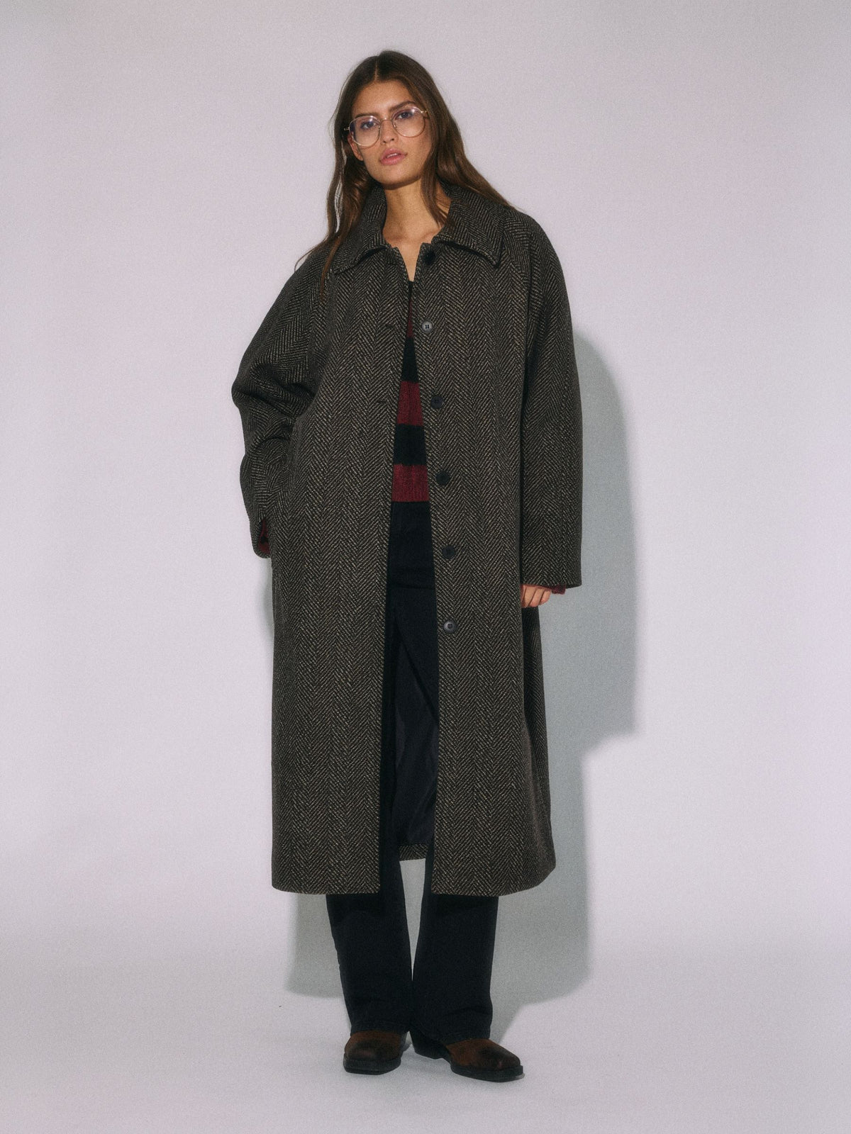 NOISY MAY - Maddie Herringbone Coat - 