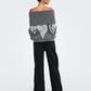ONLY - Alivia Argyle Off Shoulder Pullover Sweater - 
