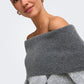 ONLY - Alivia Argyle Off Shoulder Pullover Sweater - 