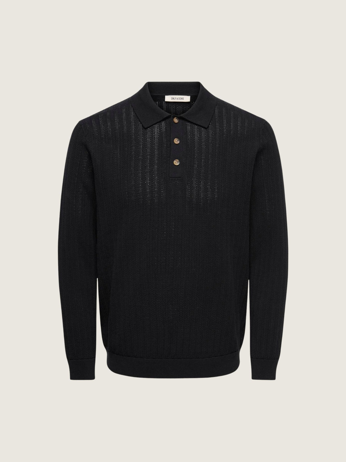 ONLY & SONS - Moon Longsleeve Knit Polo - Black