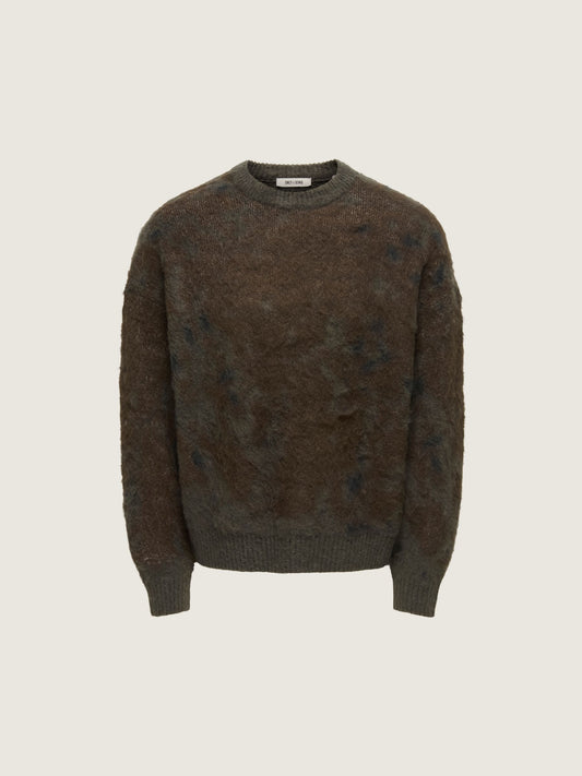 ONLY & SONS - Willis Jacquard Sweater - Beluga Rubber Jet Black