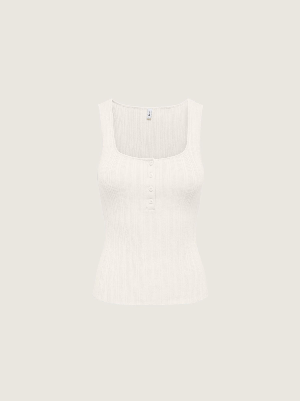 ONLY - Bree Square Neck Knit Tank Top - Cloud Dancer